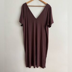 Universal Standard Deep V-Neck Midi Dress Plum Brown Size M /18/20